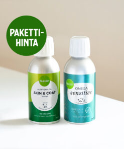 Nutrolin® OMEGA SENSITIVE® ja Nutrolin® SKIN & COAT koot 150 ml edulliseen pakettihintaan