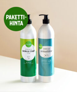 Nutrolin® OMEGA SENSITIVE® ja Nutrolin® SKIN & COAT koot 990 ml edulliseen pakettihintaan