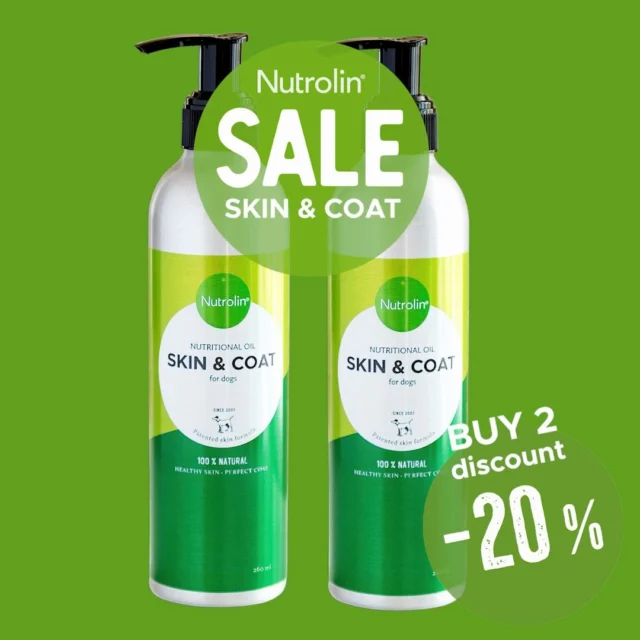 Do you remember how it all began? 🤔Nutrolin® SKIN & COAT was the very first oil supplement in the Nutrolin® range. Nearly 18 years ago, it marked the beginning of our mission to support the wellbeing of pets.And what a journey it has been! We've shared countless moments of joy and care with thousands of dog families. 🐾Over the years, our product range has grown and evolved, but SKIN & COAT remains a trusted favourite. It's still added to the bowls of tens of thousands of dogs every single day.Now it’s time to restock! 🤩Order at least 2 x 265 ml bottles of Nutrolin® SKIN & COAT from our webshop and get 20% off. Or stock up with a bulk pack (9 x 265 ml) and enjoy a 30% discount.This offer is valid in our webshop from May 6th to May 8th. 🛍️