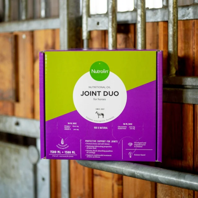 Nutrolin® HORSE Joint Duo is no ordinary oil supplement!Its effectiveness comes from the highest omega fatty acid concentrations on the market. These help reduce inflammation in the body and on joint surfaces.So you’re not only supporting joint health – you’re also helping your horse recover faster after intense performance, all while giving its joints the powerful care they need!Plus, it contains natural vitamin E to meet your horse’s daily needs.Have you tried it for your horse yet? 💜#nutrolinlife #horsehealth #hevoset #ratsastus