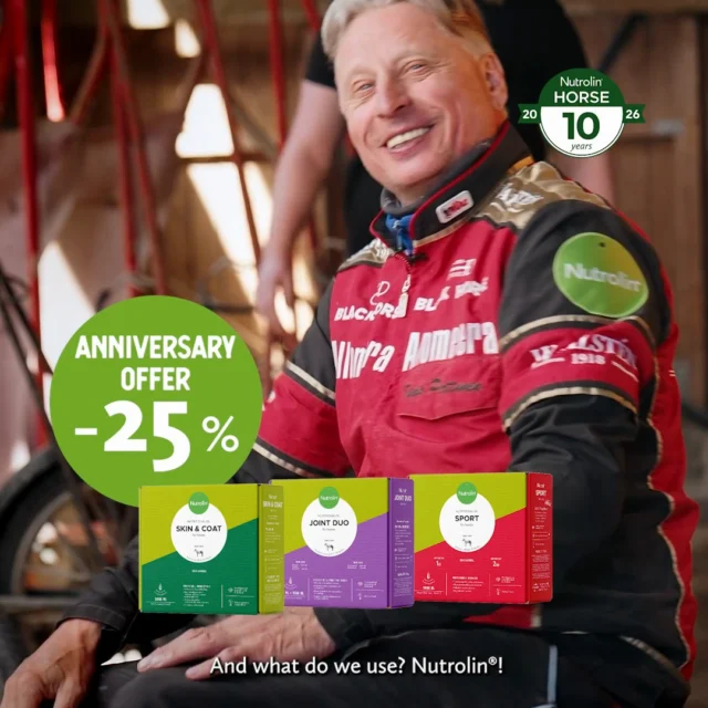 Nutrolin® HORSE products have been bringing the benefits of fatty acids to horse wellbeing for 10 years! 🐎✨

Our philosophy has been simple from the very beginning: not just any oil, but the right omegas for the right purpose, complemented with carefully selected nutrients.

🐴 Three targeted products for horses’ different needs
🇫🇮 Made in Finland
🔬 Product development based on scientific research

Nutrolin® HORSE – the right omegas for your horse.